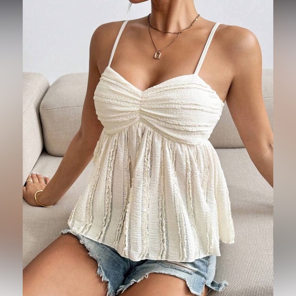 Elegant White Ruched Women's Top - Picture 1 of 16